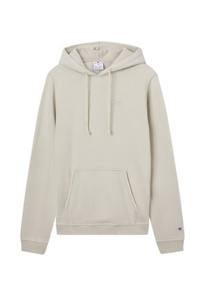 Jasnobeżowa bluza z kapturem wykonana z miękkiego materiału. Posiada przednią kieszeń, sznurek w kapturze oraz małe logo na piersi.