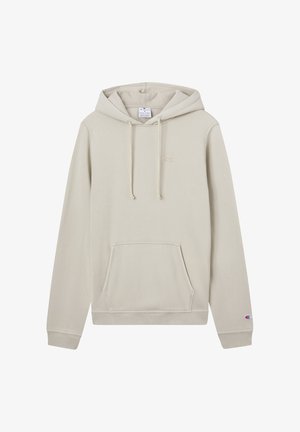 Jasnobeżowa bluza z kapturem wykonana z miękkiego materiału. Posiada przednią kieszeń, sznurek w kapturze oraz małe logo na piersi.