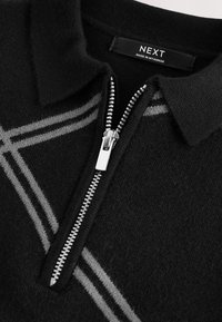Next ZIP NECK - REGULAR FIT - Polo - black argyle