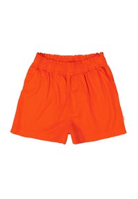 Bermudas de algodón de un brillante color naranja con una cinturilla elástica, que presentan bolsillos laterales y un corte relajado, diseñadas para la comodidad y la facilidad de movimiento.