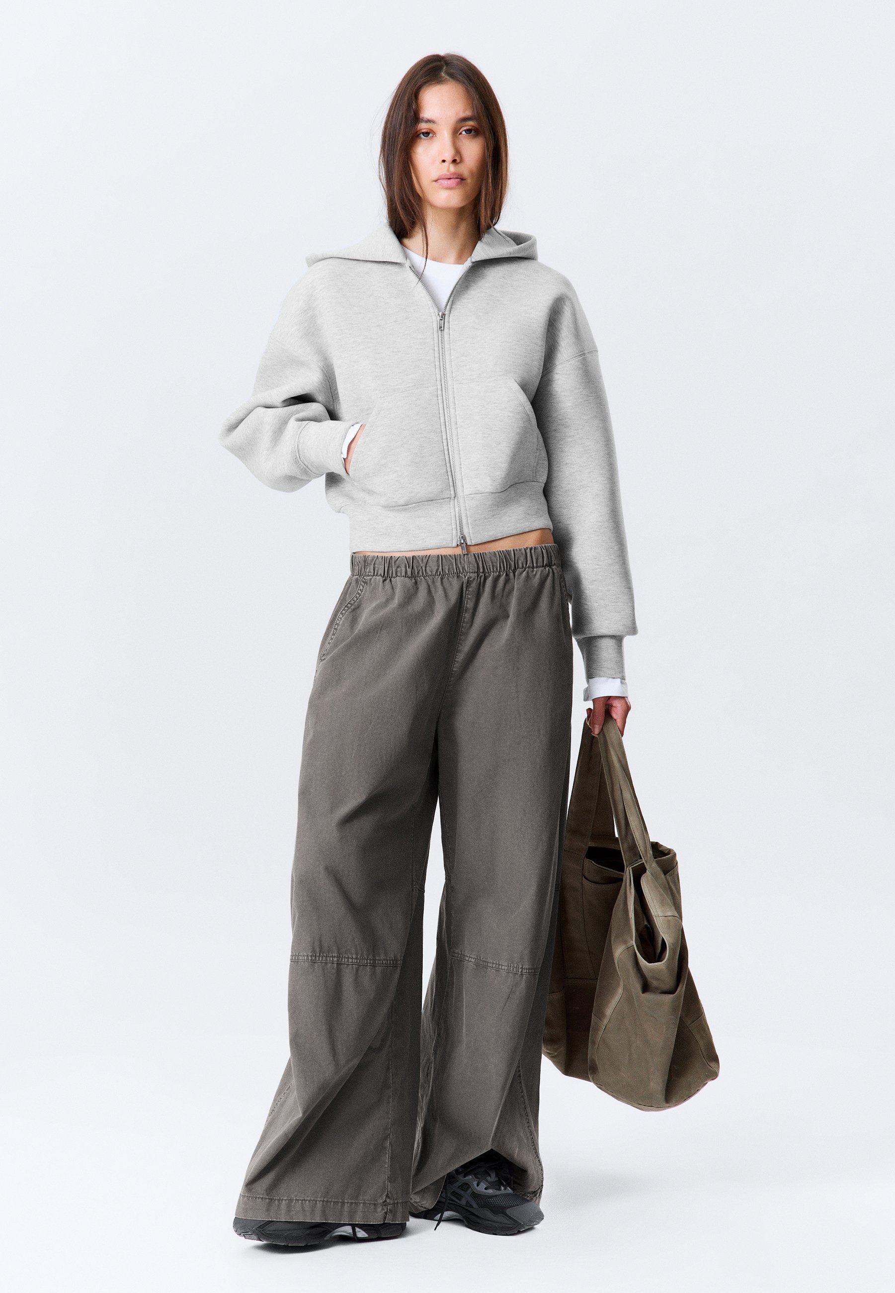 Weekday SCUBA ZIP HOODIE - Zip-up sweatshirt - grey melange dusty