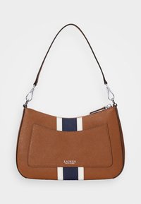 Lauren Ralph Lauren STRIPED LEATHER MEDIUM DANNI BAG - Ručna torba - tan/soft white/navy