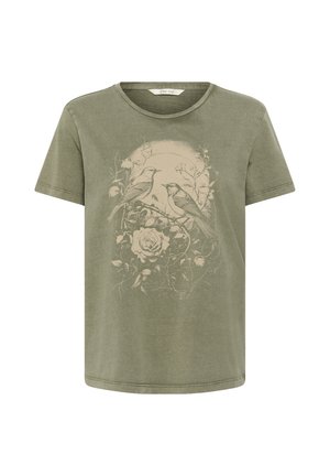 Cream, CRDAMIRA T-SHIRT - T-Shirt print - mulled basil w bleached birds