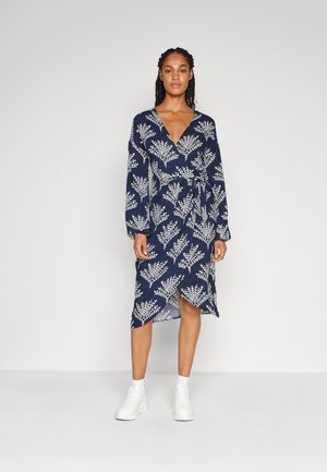 VILA VIANJA V-NECK DRESS - Φόρεμα ημέρας - navy blazer/white leaves