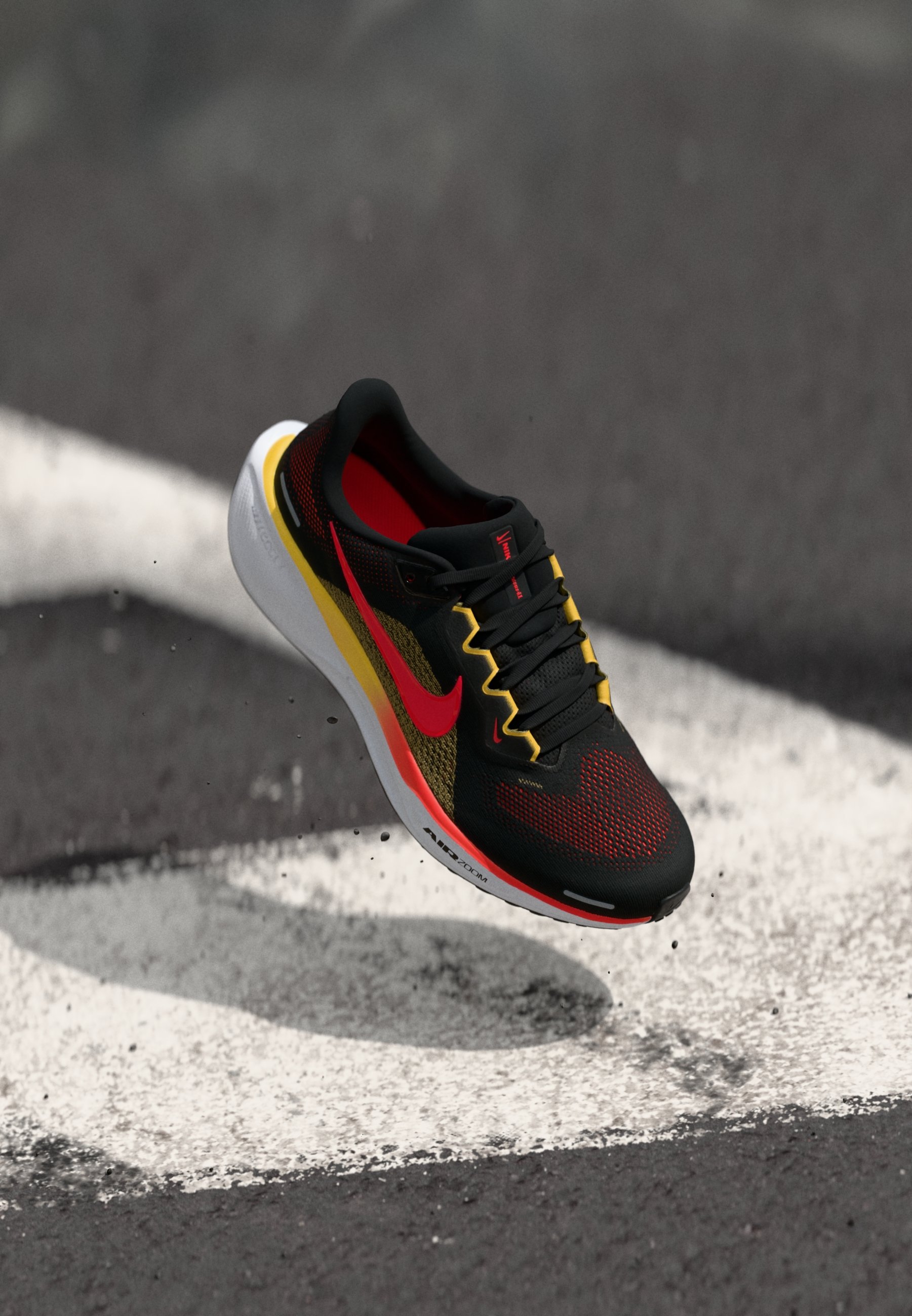 black yellow red nike shoes