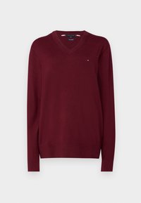 PIMA ORG CTN CASHMERE V NECK - Jumper - deep rouge