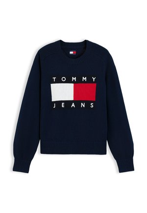 Tommy Jeans, TOMMY FLAG RELAXED CREW NECK JUMPER - Пуловер - dark blue
