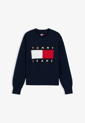 Tommy Jeans, TOMMY FLAG RELAXED CREW NECK JUMPER - Пуловер - dark blue
