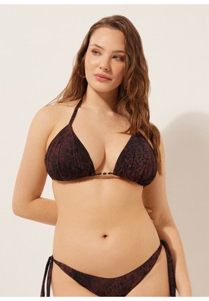 Calzedonia, TRIANGLE DARK ANIMALIER - Top de bikini - brown