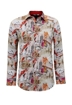 OVERHEMD -NW - BRUIN - Overhemd - rood bruin