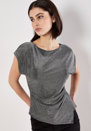 SPARKLE SIDE RUCHED - T-Shirt print - silver