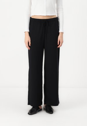 Adjustable-Rise Pull-On Wide-Leg Pants - Trousers - casual black
