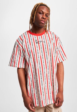 Karl Kani SMALL SIGNATURE LOGO STRIPE - Marškinėliai su spaudiniu - red off white