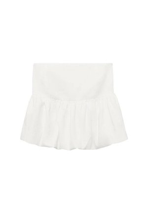 Witte gerimpelde mini-jurk met een elastische tailleband. Gemaakt van lichte stof, met een geplooide textuur langs de zoom.