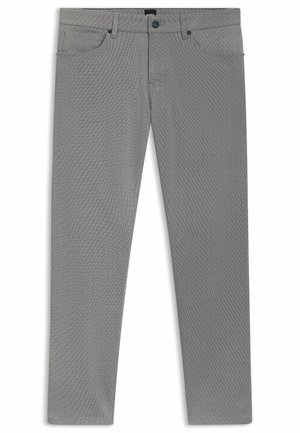 Grå byxor med ett strukturerat mönster, med knappstängning, bälteshällor och fem fickor, designade i slim fit.