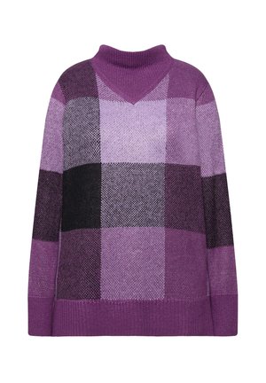 Ulla Popken RUITENDESSIN OPSTAANDE KRAAG - Trui - violet