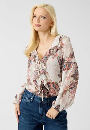 Guess, LS EMY  RUFFLED TOP - Camicetta - pmpv paisley bloom pri