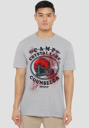 Cotton Soul, FRIDAY THE 13TH/CAMP COUNSELOR VICTIM - Print T-shirt - mottled light grey