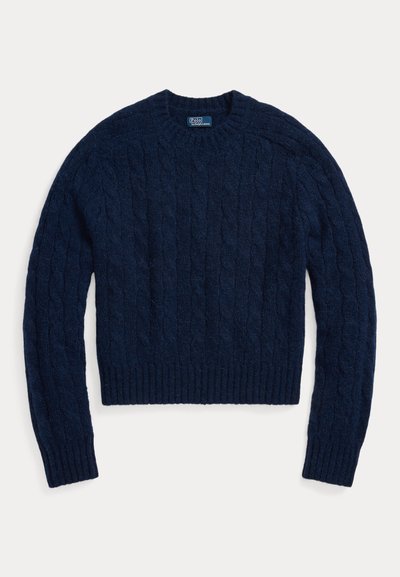 Polo Ralph Lauren CABLE-KNIT WOOL-BLEND CREWNECK SWEATER - Svetrík - navy