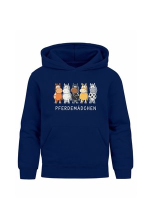 MoonWorks PFERDE SCHRIFTZUG - Kapuzenpullover - navy