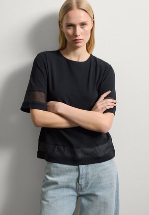 Stefanel WITH SEMI-SHEER - Print T-shirt - black