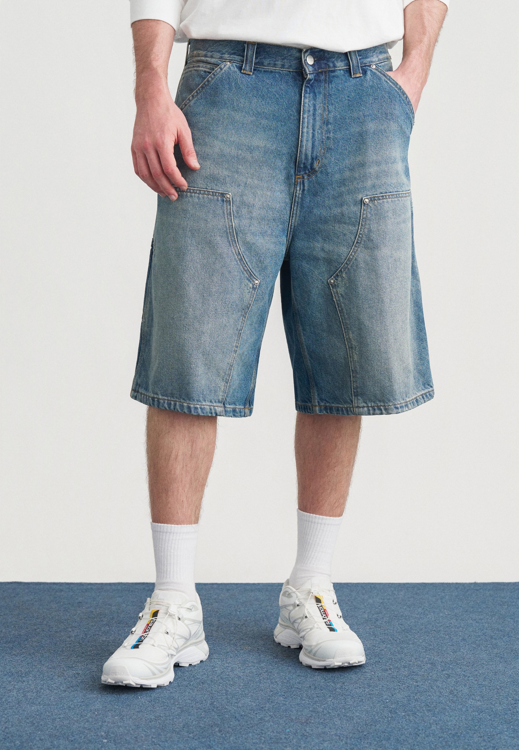 Carhartt WIP ADEN DOUBLE KNEE BRADENTON - Denim shorts - blue