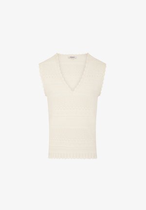 Morgan, MORGAN MORGAN FITTED V-NECK SWEATER - Débardeur - ivoire
