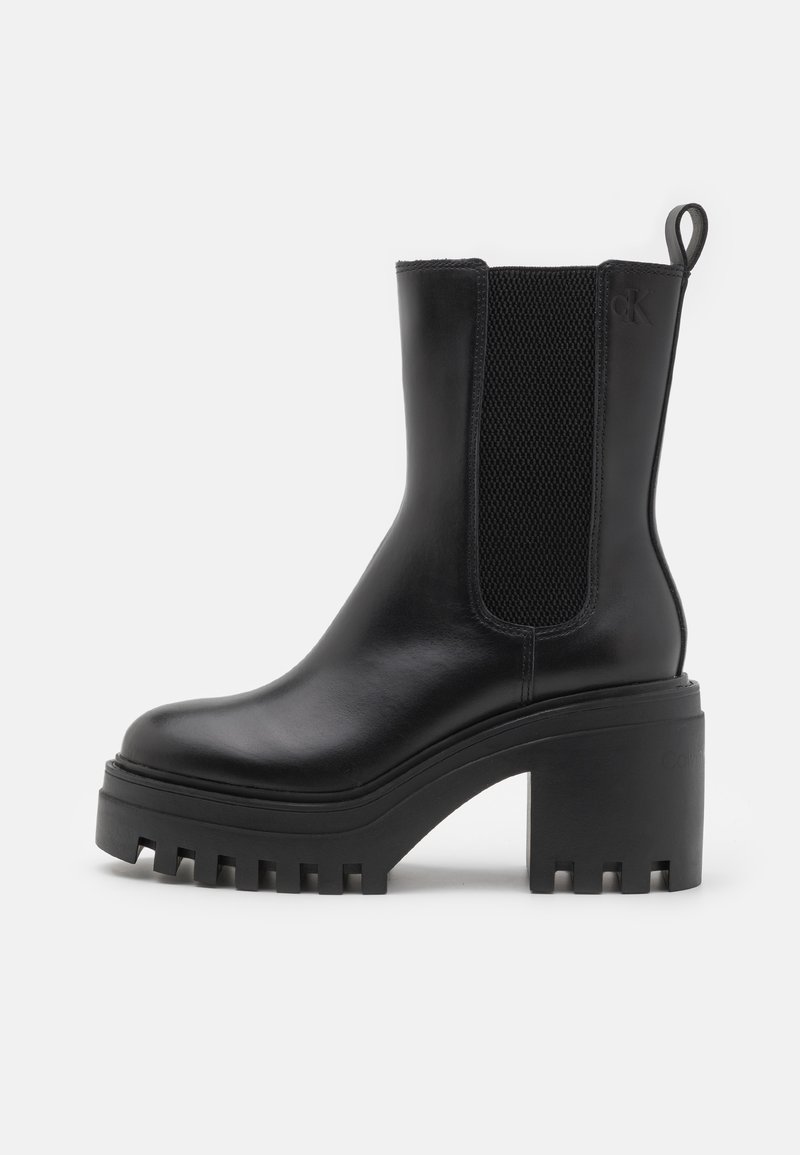 Calvin Klein Jeans - CHUNKY HEELED CHELSEA - High heeled ankle boots - triple black, Enlarge