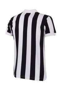 Zwart-wit gestreepte polo shirt van katoen, met korte mouwen en een klassiek kraag met een knoopsluiting van drie knopen.