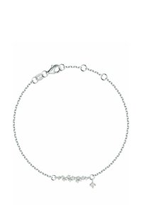 Silverfärgad kedjearmband med en delikat design och små, klara kristaller längs ena sidan samt en krabba-låsning.