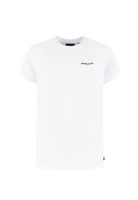 Witte T-shirt met korte mouwen, ronde halslijn, met een zwart "BALLIN'" logo gedrukt op de linkerkant van de borst. Zacht katoenen materiaal.