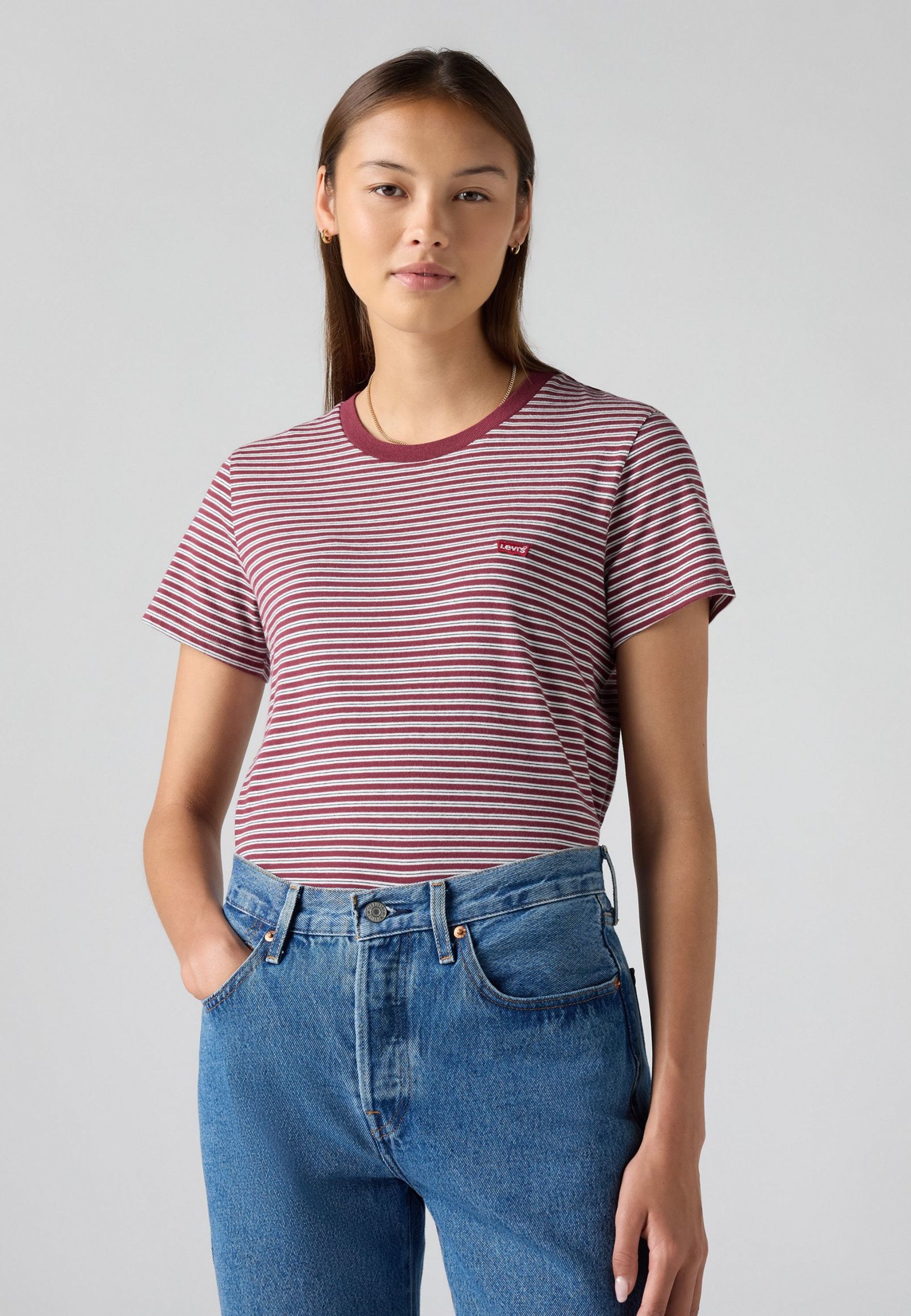 売れ筋商品|||トム テイラー デニム Tシャツ レディース トップス STRIPED BOXY  - Print T-shirt - white red pink stripe TOM TAILOR DENIM STRIPED BOXY - Print T-shirt - white red