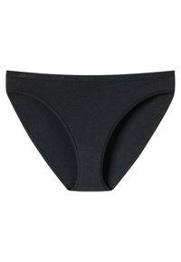 Schwarze Baumwollslips mit glatter Textur, elastischem Bund und klassischem Schnitt. Verfügt über minimale Nähte und keine sichtbaren Muster.