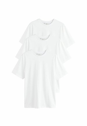 Confezione da tre t-shirt a manica corta con scollo rotondo in tessuto di cotone bianco tinta unita. Caratterizzate da una vestibilità comoda e dettagli di cuciture minimali.