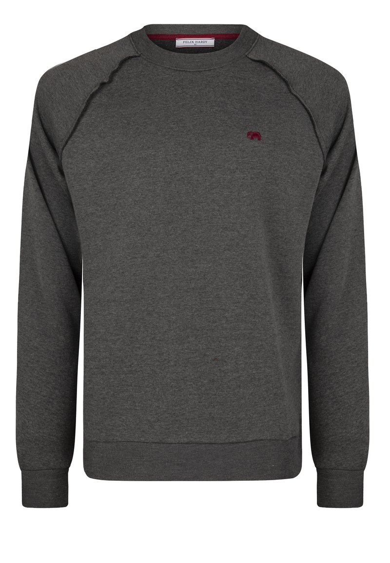 Sweatshirt gris en mélange de coton, avec des poignets et un ourlet côtelés, un col rond, des manches raglan et un petit logo sur la poitrine.