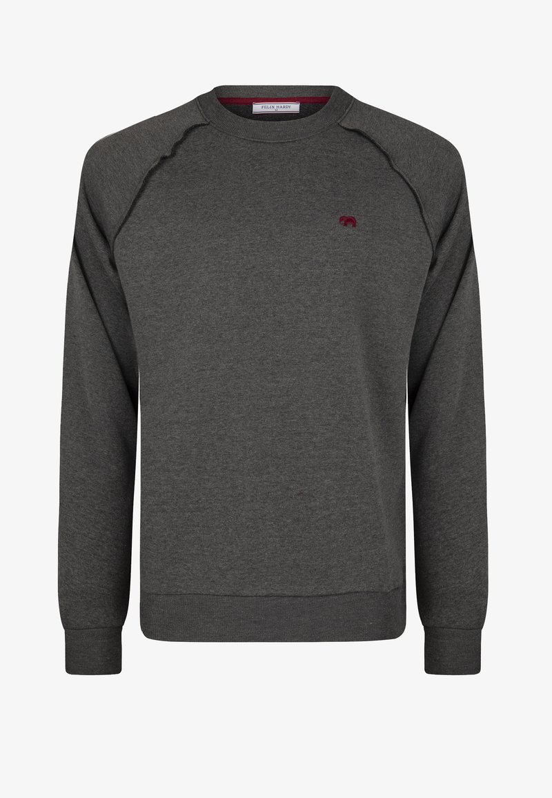 Sweatshirt gris en mélange de coton, avec des poignets et un ourlet côtelés, un col rond, des manches raglan et un petit logo sur la poitrine.