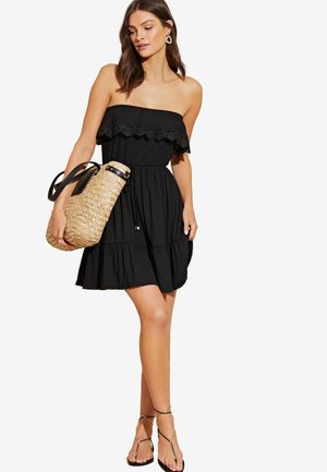 BANDEAU RUFFLE SUMMER HOLIDAY - REGULAR FIT - Džersejové šaty - black