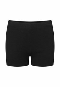 Czarne szorty sportowe o elastycznym materiale z rypsowym wzorem, z bezszwowym pasem i dopasowanym krojem, zaprojektowane dla komfortu i elastyczności.