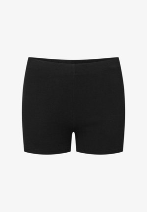 Czarne szorty sportowe o elastycznym materiale z rypsowym wzorem, z bezszwowym pasem i dopasowanym krojem, zaprojektowane dla komfortu i elastyczności.