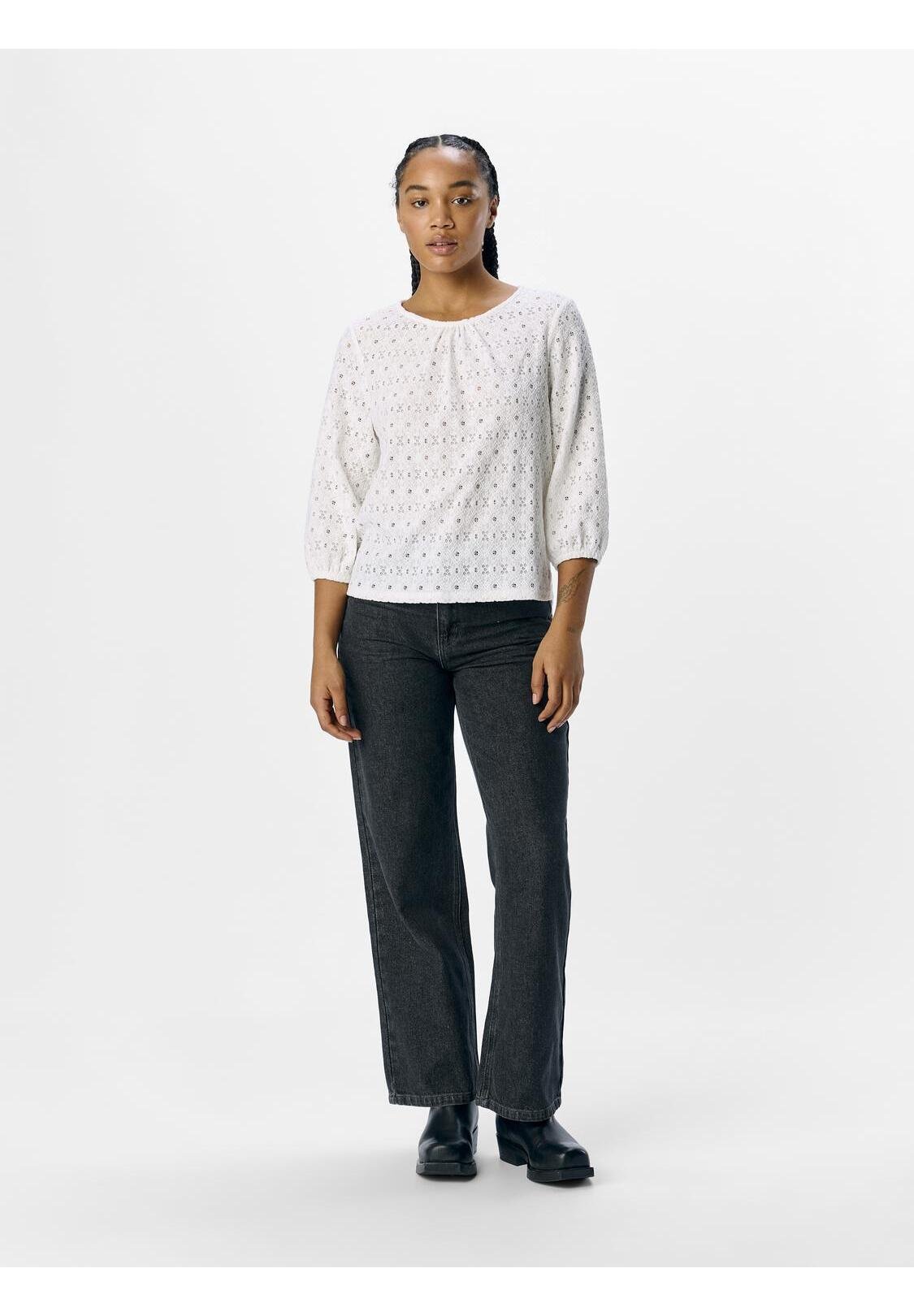 ONLY Langarmshirt (1-tlg) Plain/ohne Details, Bündchen-/Rippstrick-Kragen
