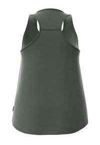 Mouwloze sportieve tanktop in donkergroen, met een textuurstof, ronde halslijn en een afgeronde zoom met zijventilatie.