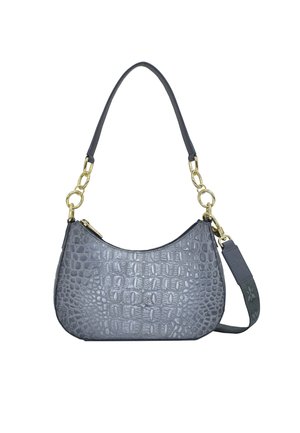 HANDPAINTED - Handtasche - croco embossed silver grey