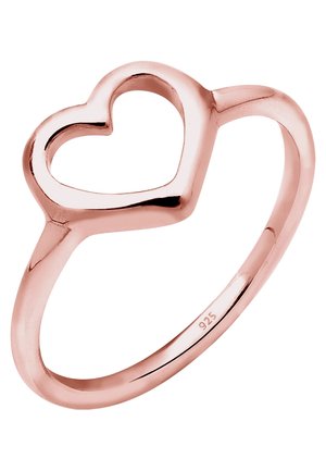 Rosegoldring mit einem offenen Herzdesign. Hergestellt aus 925er Sterlingsilber, mit einer glatten, polierten Oberfläche und abgerundeten Kanten.