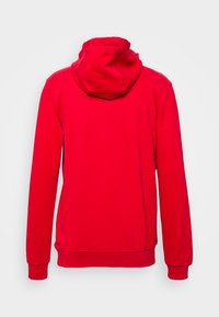 Sudadera roja con capucha y de mangas largas, hecha de un tejido suave. Cuenta con una gran capucha en la parte de atrás y puños y dobladillo acanalados.