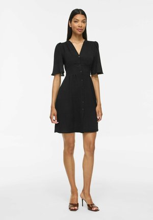 VILA SHORT DRESS VISKOV SHORT SLEEVED - Skjortekjole - black