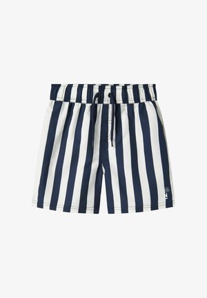 Marineblaue und weiße gestreifte Badehose mit elastischem Bund, Kordelzug und Logodetail. Hergestellt aus leichtem Material, das für Komfort sorgt.