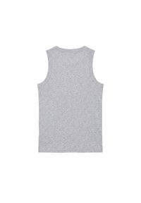 Débardeur simple gris clair sans manches avec encolure arrondie, montré de dos sur fond blanc.