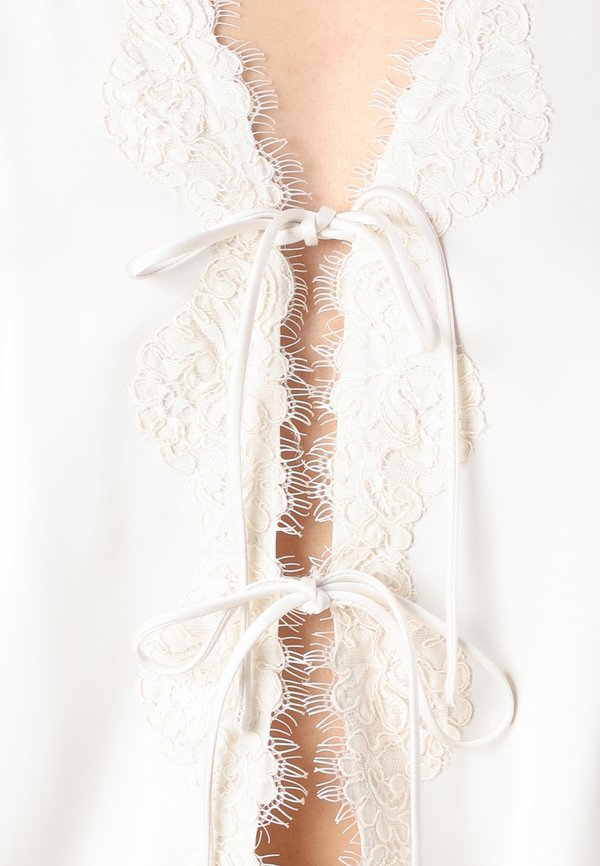 Long-Sleeve Lace-Trim Tie-Front Top - Blouse2