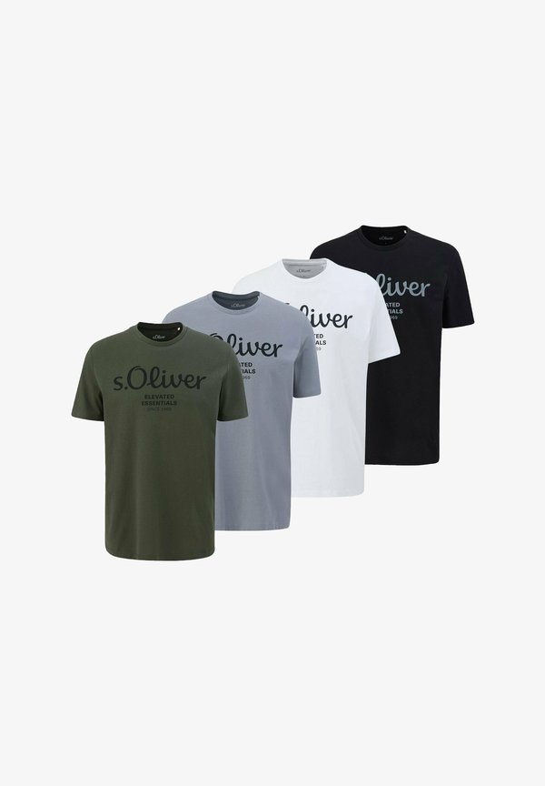 4ER PACK LOGO RUNDHALS - Print T-shirt - weiß dunkelgrün hellgrau schwarz