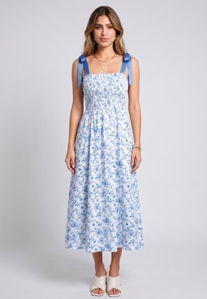 Cupshe, FLORAL PRINT BEACH VACATION DRESS - Jurk - light blue  white